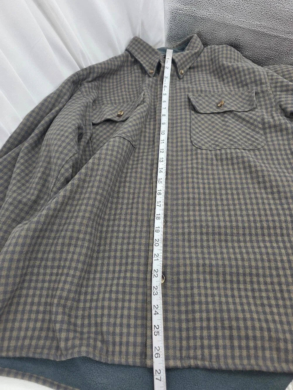 Cabela's Fleece Lined Flannel Shacket Large Green Check Long Sleeve Button Up